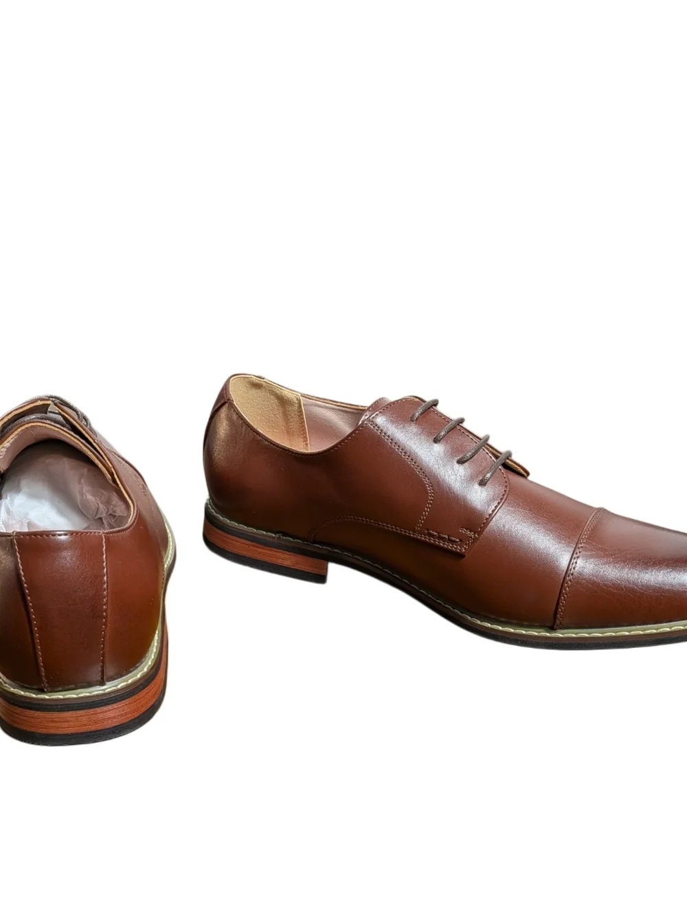 Bruno Marc PRINCEWIDE-6 Mens Dress Shoes Size 14W Brown Cap Toe Oxford Wide